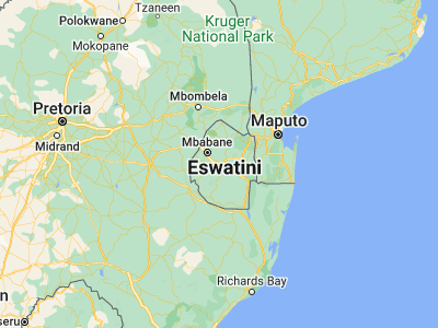 Map showing location of Manzini (-26.48333, 31.36667)