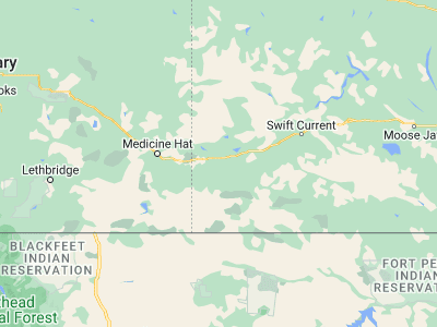 Map showing location of Maple Creek (49.91678, -109.48481)