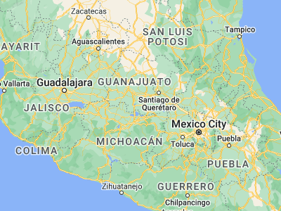 Map showing location of Maravatío del Encinal (20.20514, -100.96331)