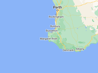Map showing location of Margaret River (-33.9536, 115.07391)