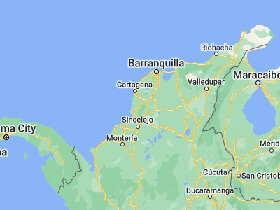 Map showing location of María la Baja (9.9832, -75.30155)