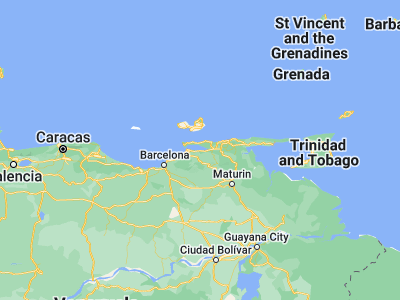 Map showing location of Marigüitar (10.44716, -63.90449)