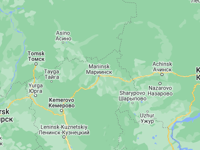 Map showing location of Mariinsk (56.21389, 87.74722)