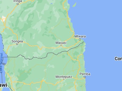 Map showing location of Masasi (-10.71667, 38.8)