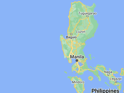Map showing location of Masinloc (15.5363, 119.9502)