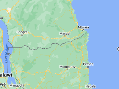 Map showing location of Masuguru (-11.36667, 38.41667)