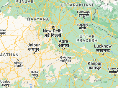 Map showing location of Mathura (27.50199, 77.6833)