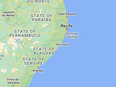 Map showing location of Matriz de Camaragibe (-9.15167, -35.53333)