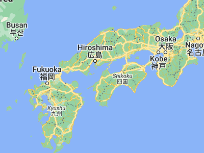 Map showing location of Matsuyama (33.83916, 132.76574)