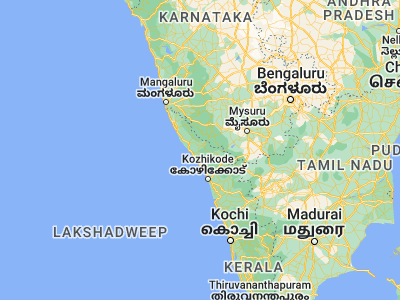Map showing location of Mattanūr (11.91667, 75.58333)
