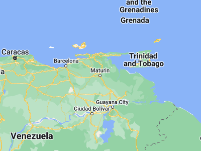 Map showing location of Maturín (9.75, -63.17667)