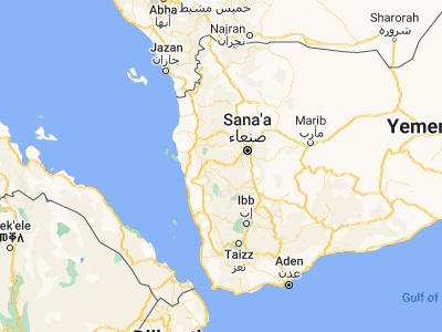 Map showing location of Matwaḩ (15.0676, 43.64213)