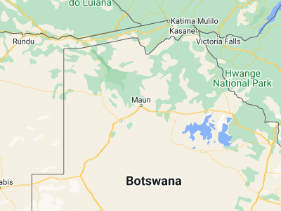 Map showing location of Maun (-19.98333, 23.41667)