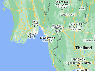 Map showing location of Mawlamyine (16.49139, 97.62556)