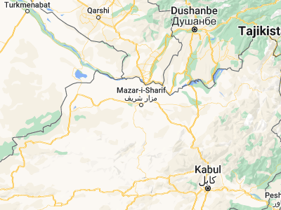Map showing location of Mazār-e Sharīf (36.70904, 67.11087)