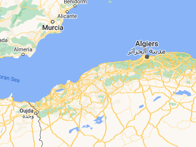 Map showing location of Mazouna (36.12232, 0.89865)