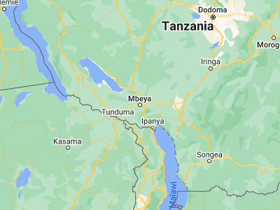 Map showing location of Mbeya (-8.9, 33.45)