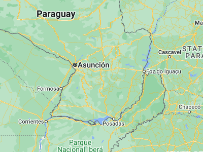 Map showing location of Mbocayaty (-25.7, -56.4)