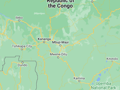 Map showing location of Mbuji-Mayi (-6.13603, 23.58979)