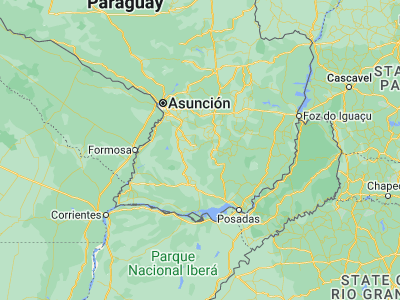 Map showing location of Mbuyapey (-26.2, -56.75)