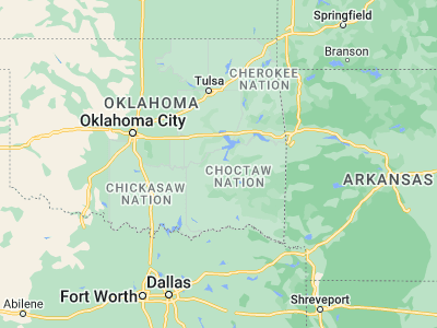 Map showing location of McAlester (34.93343, -95.76971)