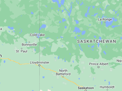 Map showing location of Meadow Lake (54.13348, -108.43471)