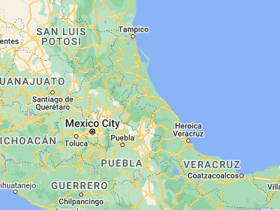 Map showing location of Mecatlán (20.21667, -97.66667)