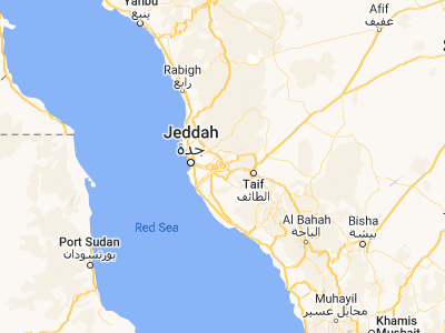Map showing location of Mecca (21.42667, 39.82611)