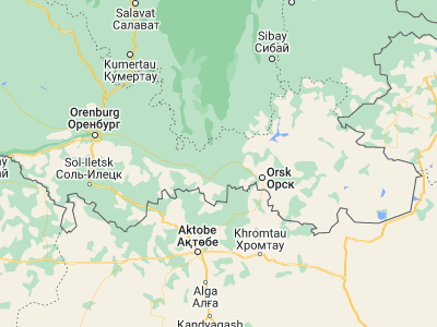 Map showing location of Mednogorsk (51.4128, 57.595)