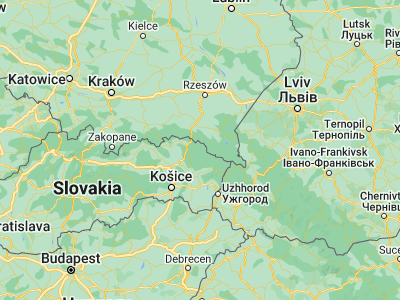 Map showing location of Medzilaborce (49.27195, 21.90073)