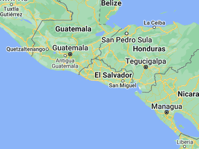 Map showing location of Mejicanos (13.74028, -89.21306)