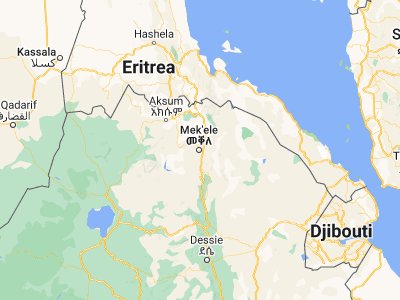 Map showing location of Mekele (13.49667, 39.47528)