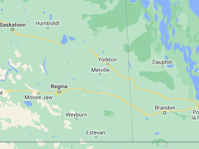Map showing location of Melville (50.91671, -102.80099)