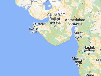 Map showing location of Mendarda (21.31667, 70.43333)