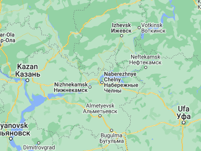 Map showing location of Mendeleyevsk (55.90818, 52.29047)