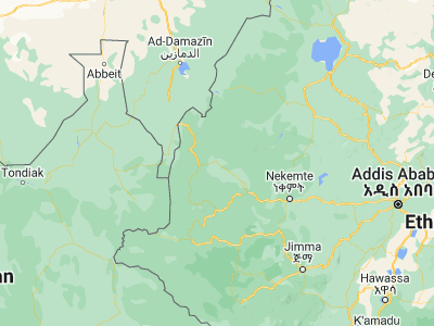 Map showing location of Mendī (9.8, 35.1)