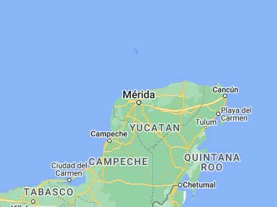 Map showing location of Mérida (20.96667, -89.61667)