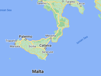 Map showing location of Messina (38.19327, 15.54969)