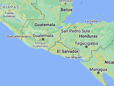 Map showing location of Metapán (14.33333, -89.45)
