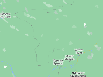 Map showing location of Mezhdurechensk (63.24556, 48.55333)
