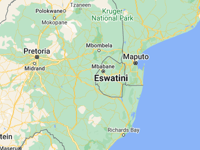 Map showing location of Mhlambanyatsi (-26.45, 31.01667)