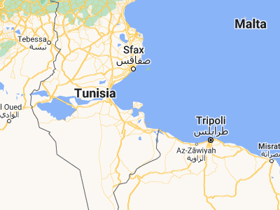 Map showing location of Midoun (33.80813, 10.99228)