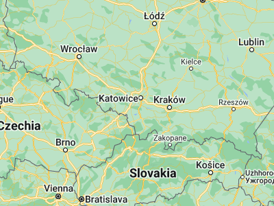 Map showing location of Mikołów (50.17103, 18.9041)