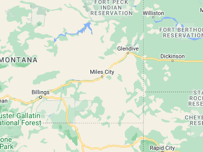 Map showing location of Miles City (46.40834, -105.84056)