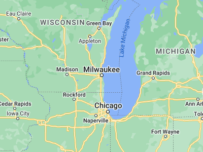 Map showing location of Milwaukee (43.0389, -87.90647)