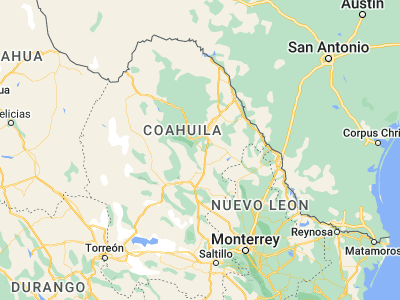 Map showing location of Minas de Barroterán (27.65028, -101.28382)