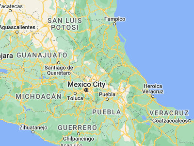 Map showing location of Mineral del Monte (20.13333, -98.66667)