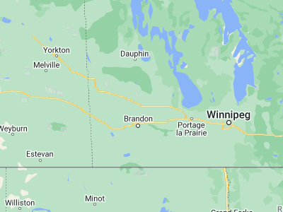 Map showing location of Minnedosa (50.24532, -99.84364)