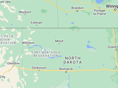 Map showing location of Minot (48.23251, -101.29627)