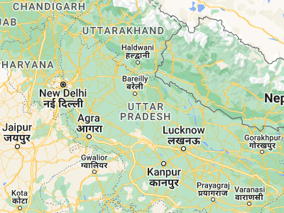 Map showing location of Mīrānpur Katra (28.02929, 79.66619)